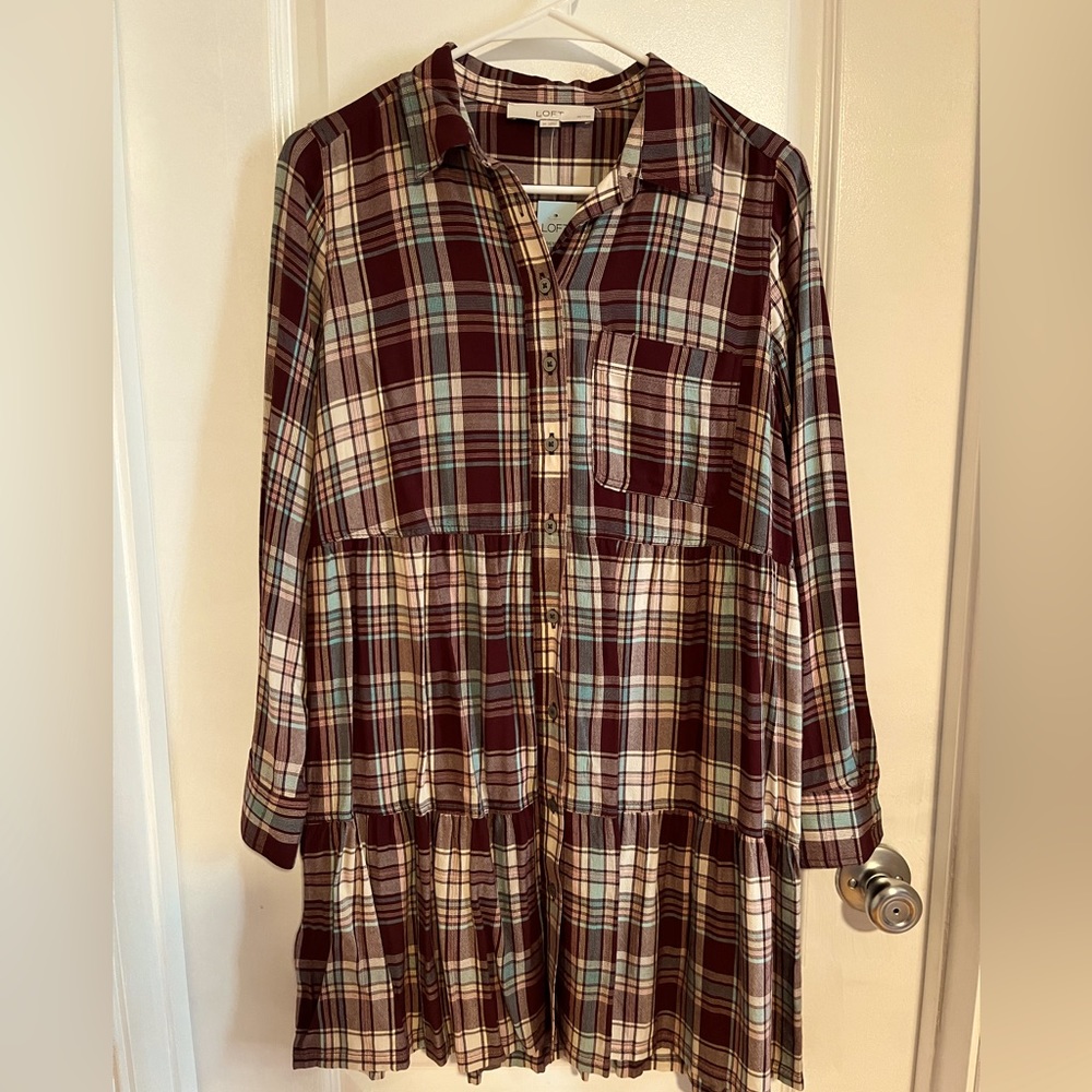 Loft Plaid Shirt Dress